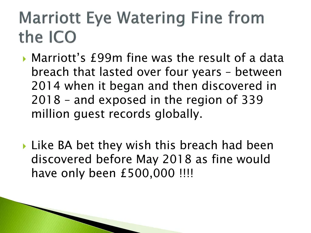 marriott s 99m fine was the result of a data