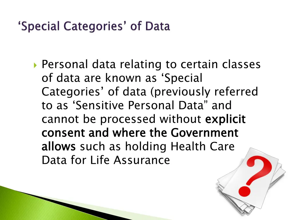 personal data relating to certain classes of data