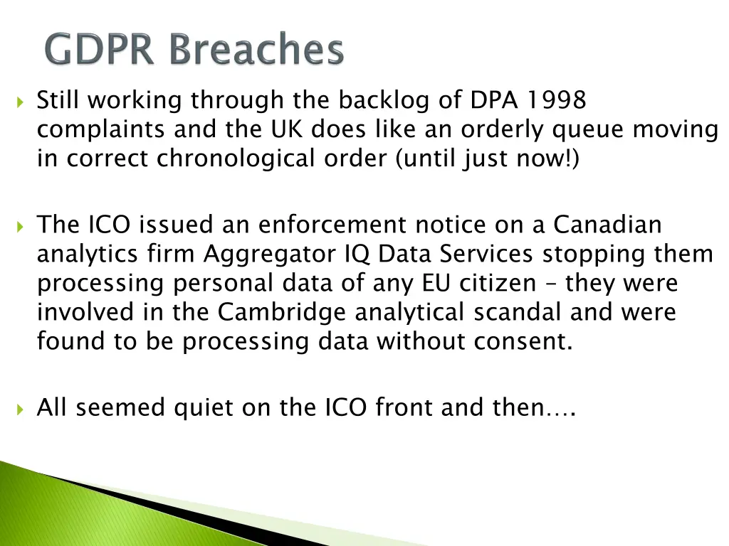 still working through the backlog of dpa 1998