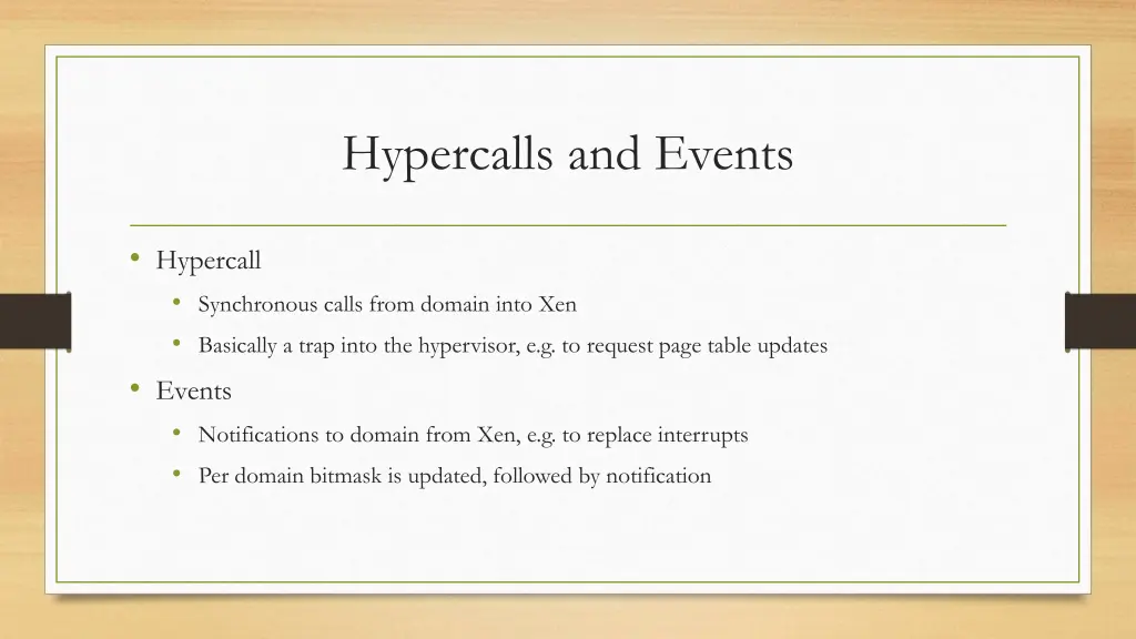 hypercalls and events