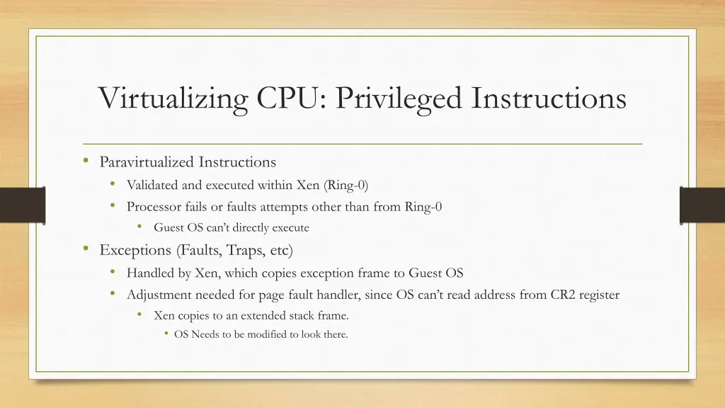 virtualizing cpu privileged instructions