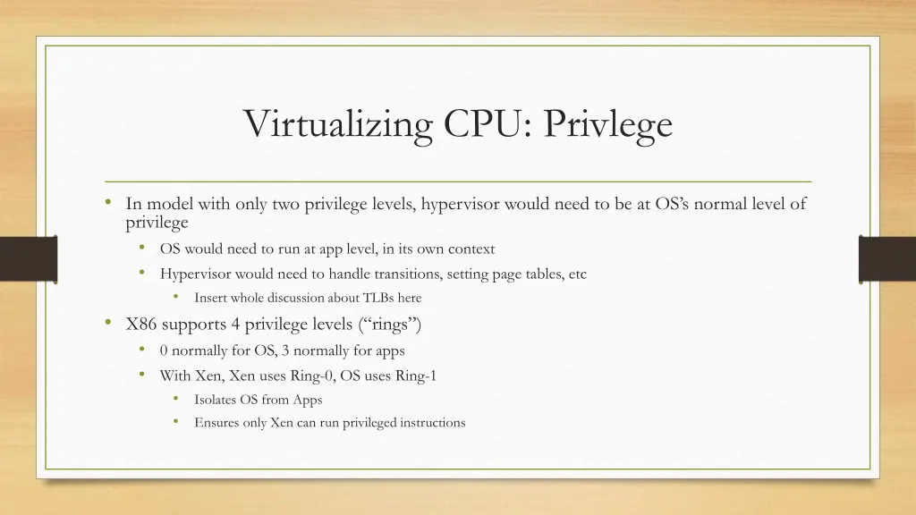 virtualizing cpu privlege