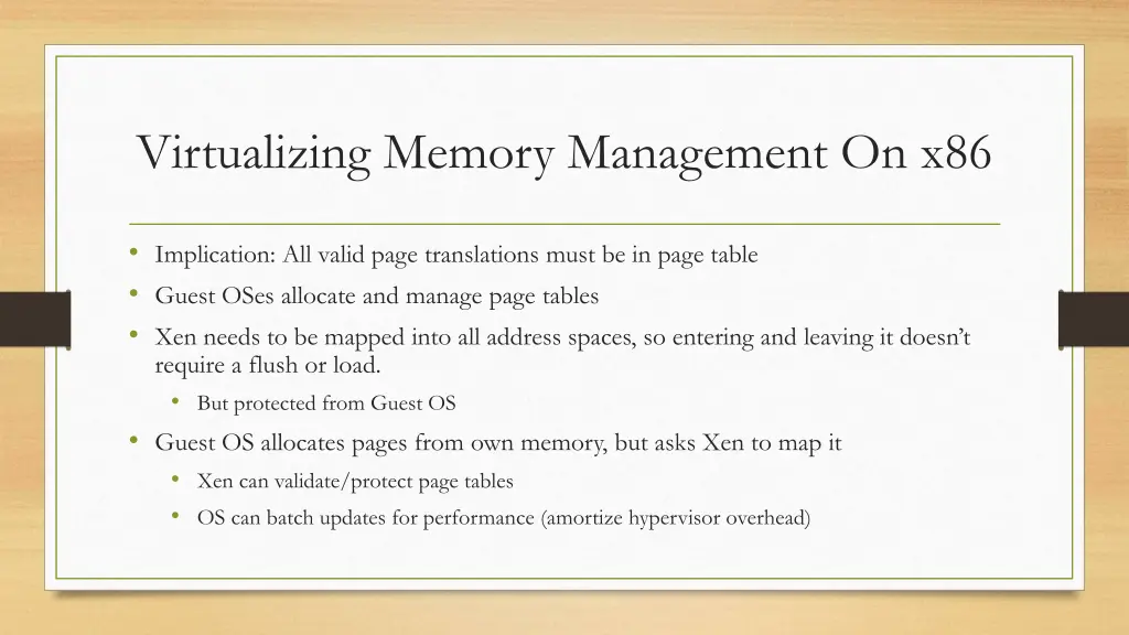 virtualizing memory management on x86