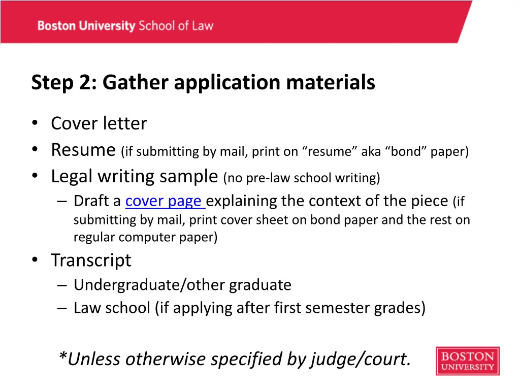 step 2 gather application materials