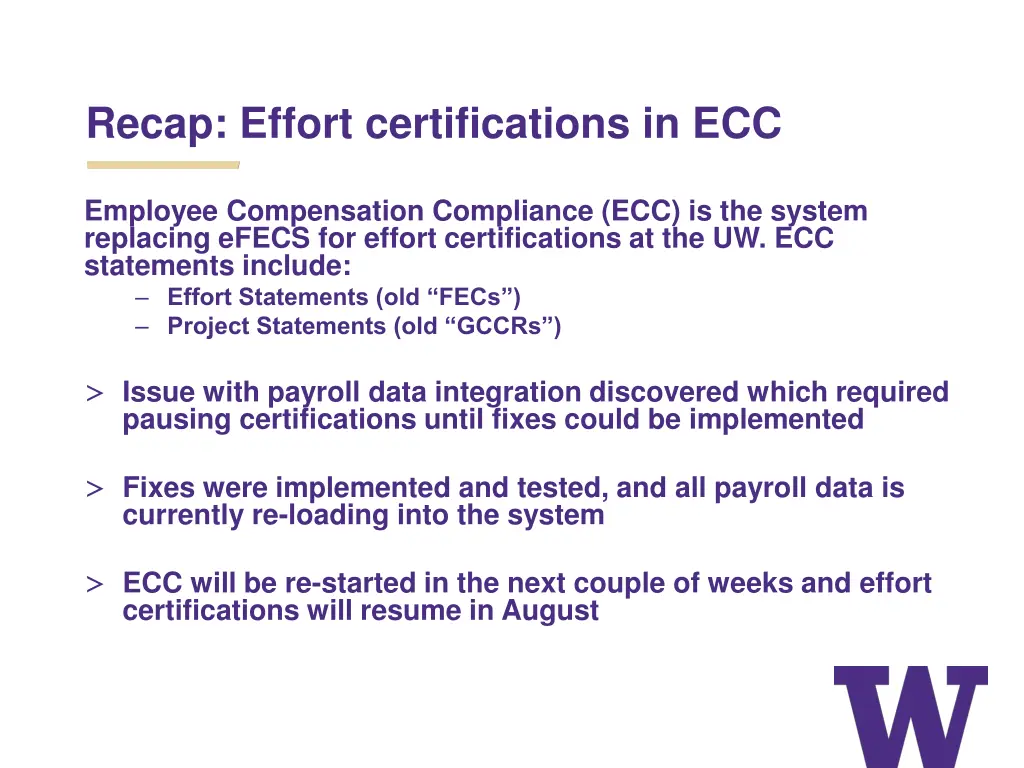 recap effort certifications in ecc