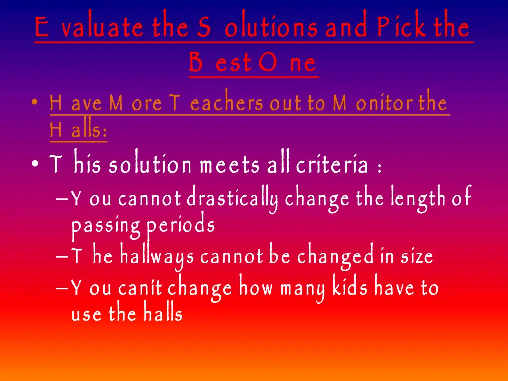 e valuate the s olutions