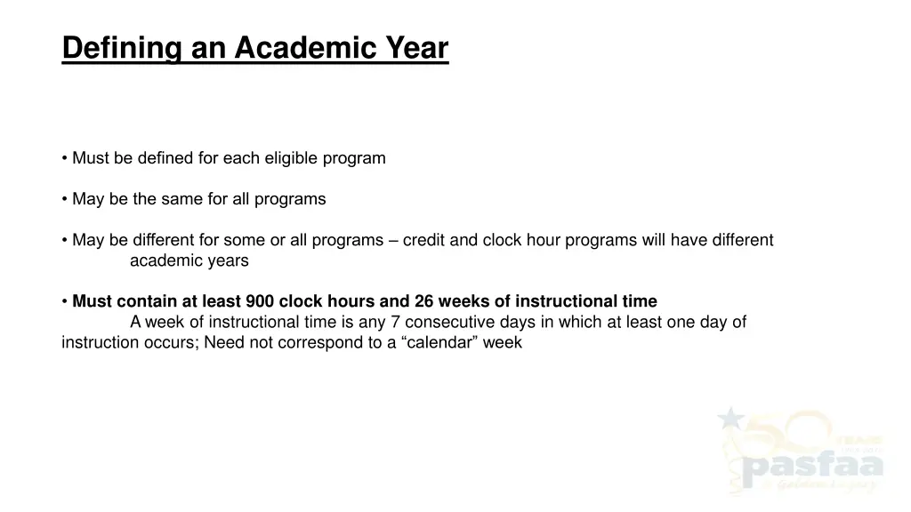 defining an academic year