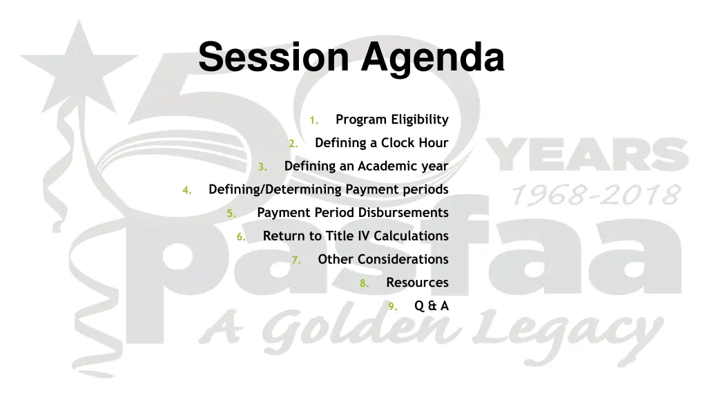 session agenda