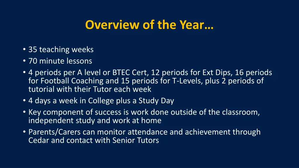 overview of the year