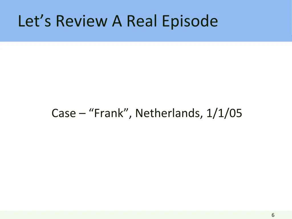 let s review a real episode