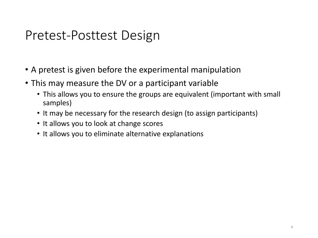pretest posttest design