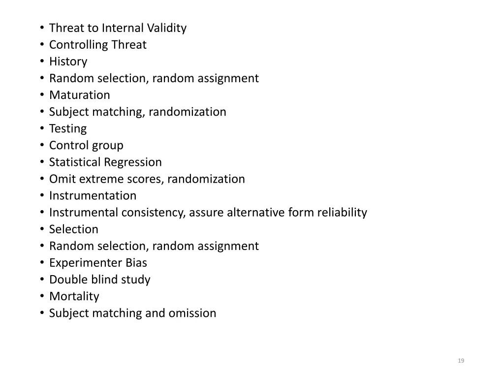 threat to internal validity controlling threat