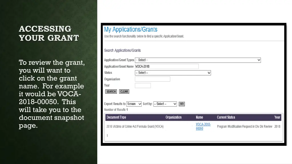 accessing your grant 1
