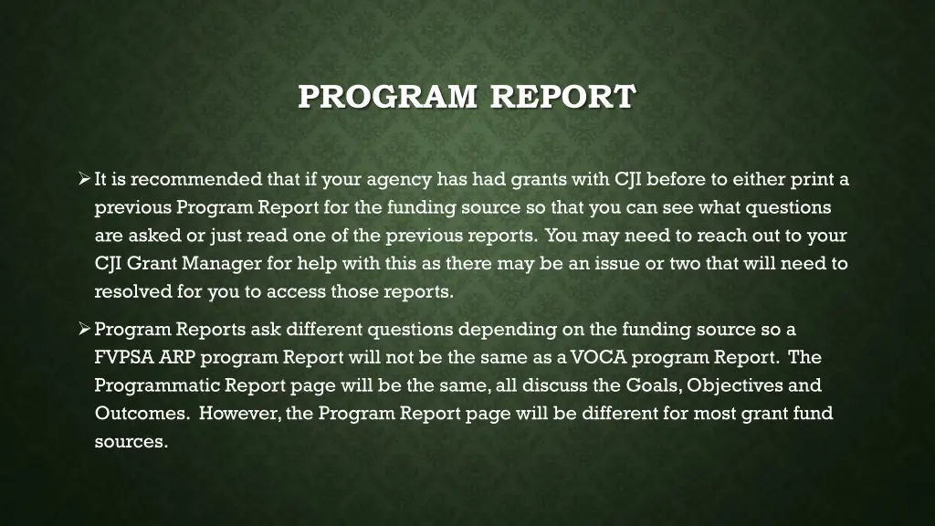 program report