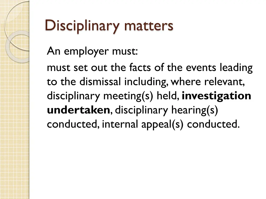 disciplinary matters