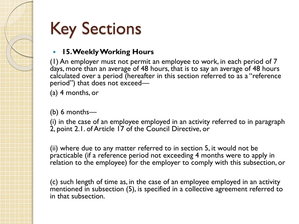 key sections