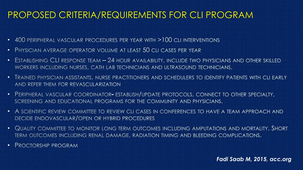 proposed criteria requirements for cli program