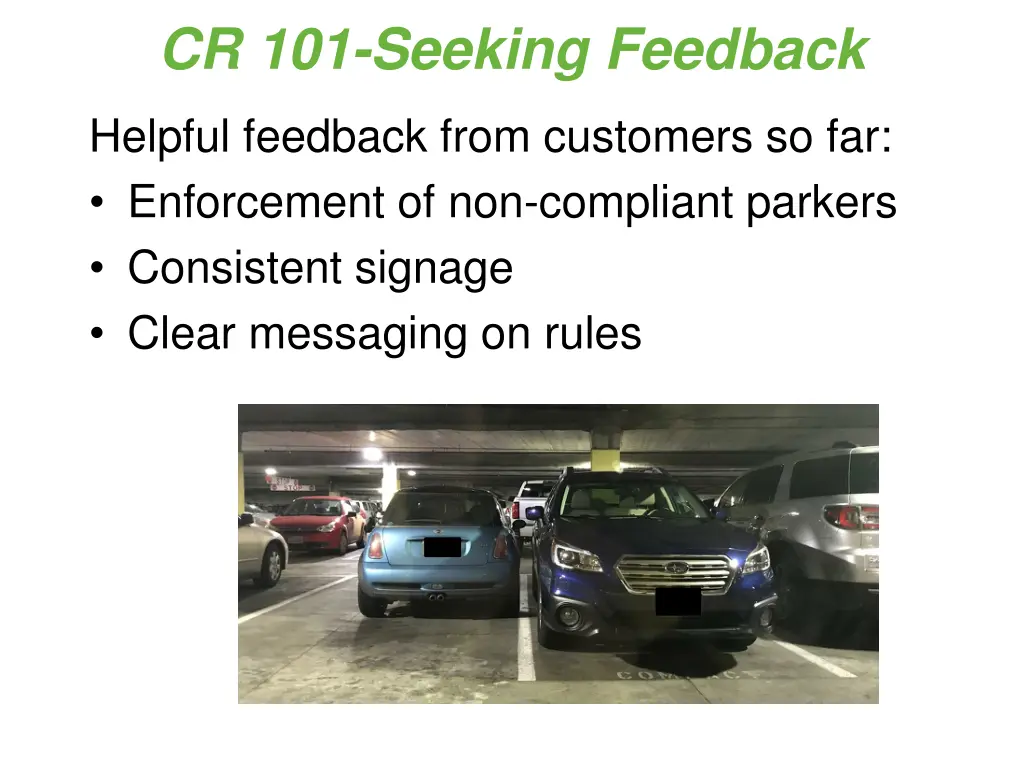 cr 101 seeking feedback