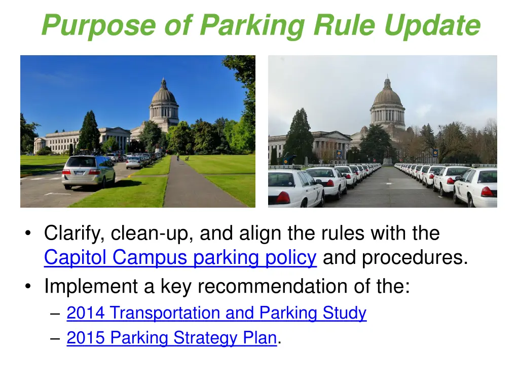 purpose of parking rule update