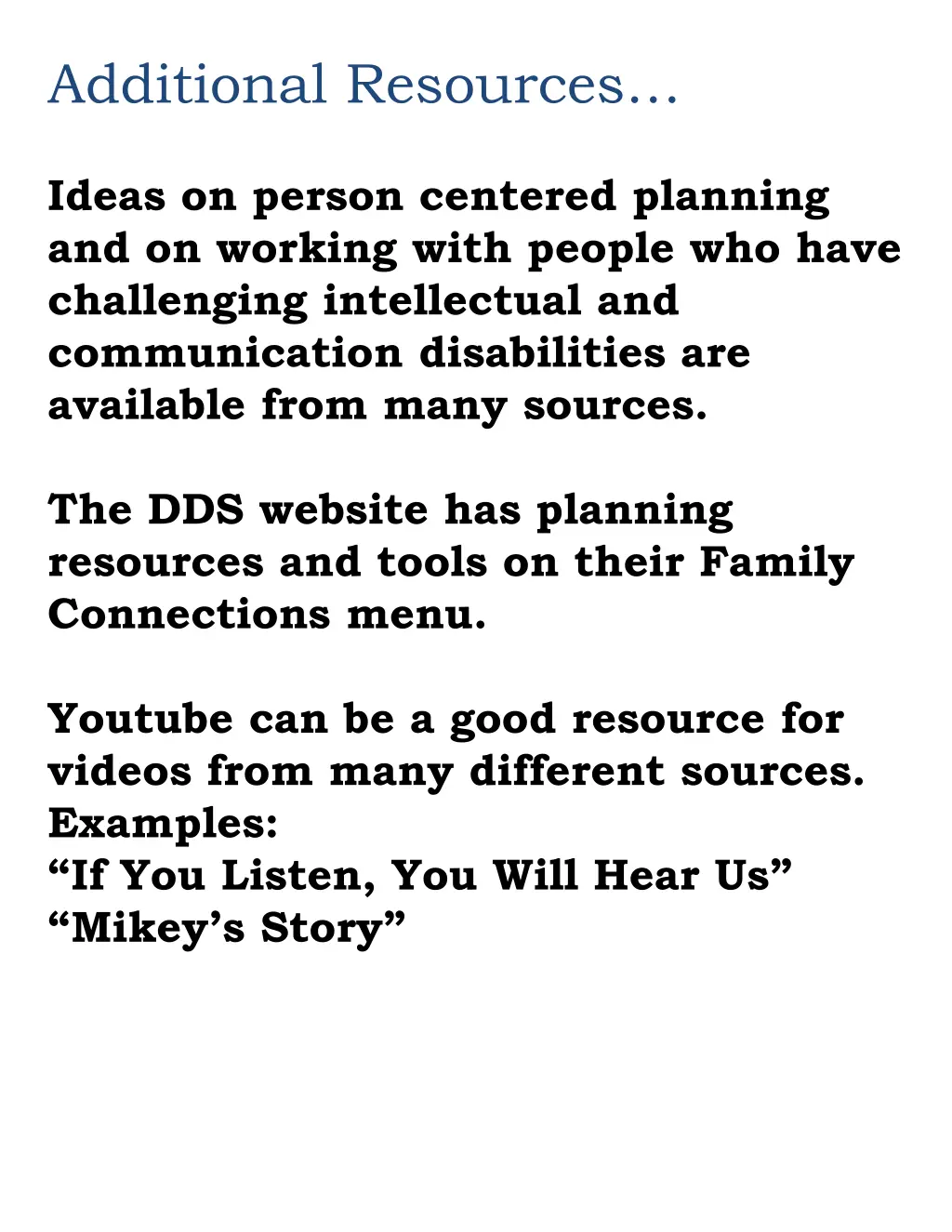 additional resources
