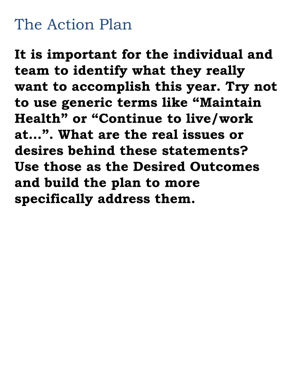 the action plan