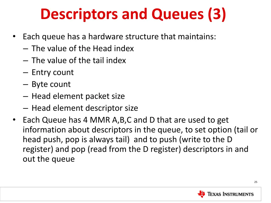 descriptors and queues 3
