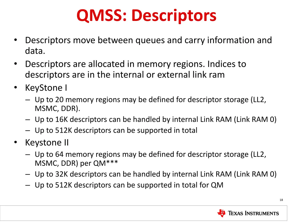 qmss descriptors