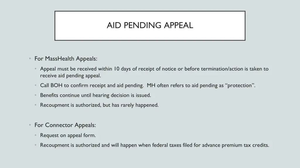 aid pending appeal
