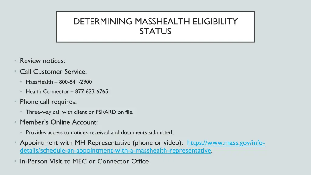 determining masshealth eligibility status