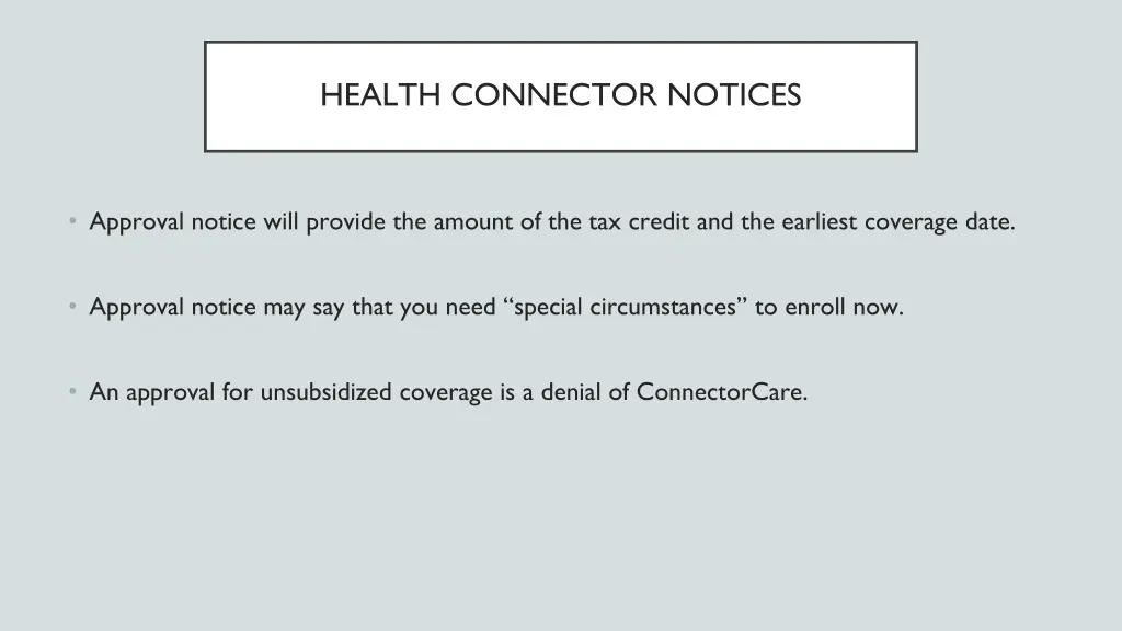 health connector notices