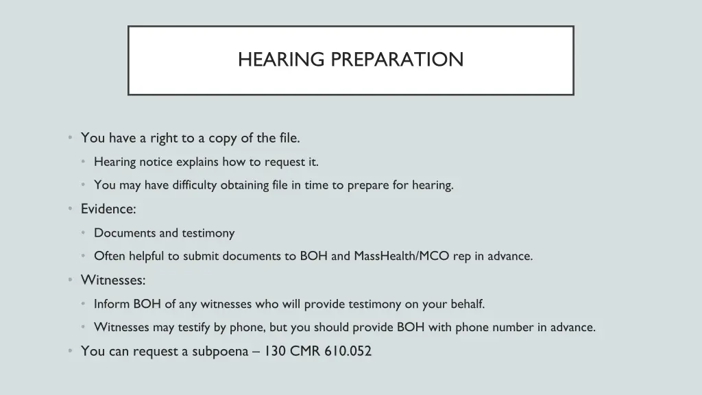 hearing preparation