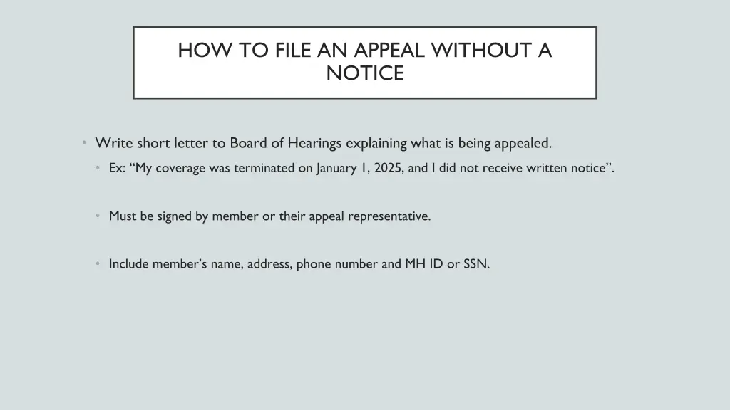 how to file an appeal without a notice