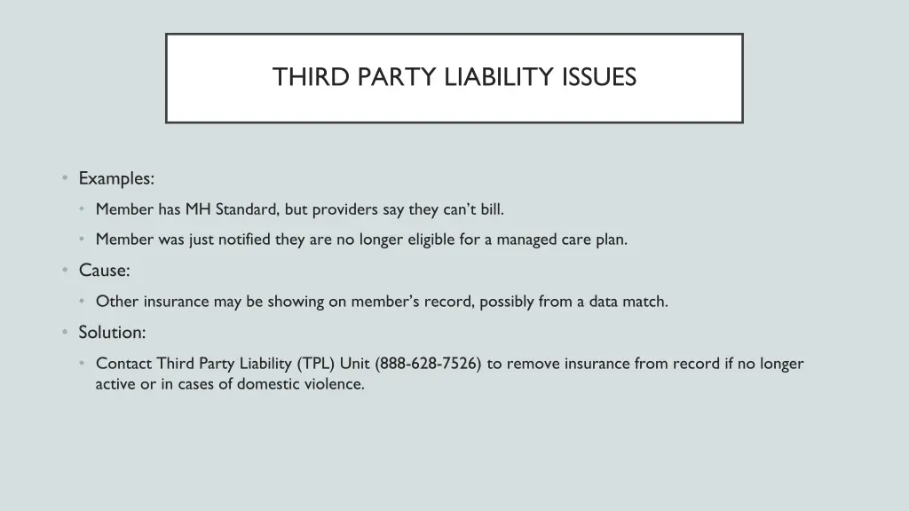 third party liability issues