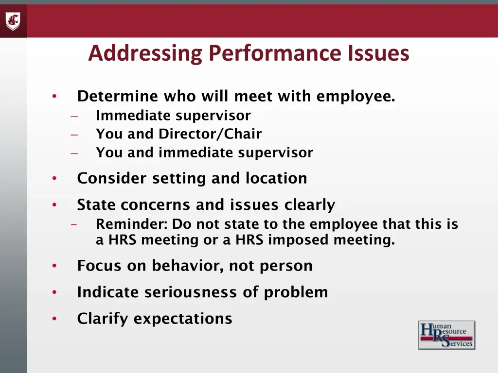 addressing performance issues