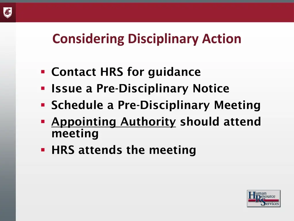 considering disciplinary action