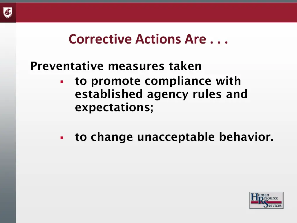 corrective actions are
