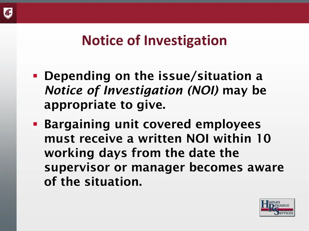 notice of investigation