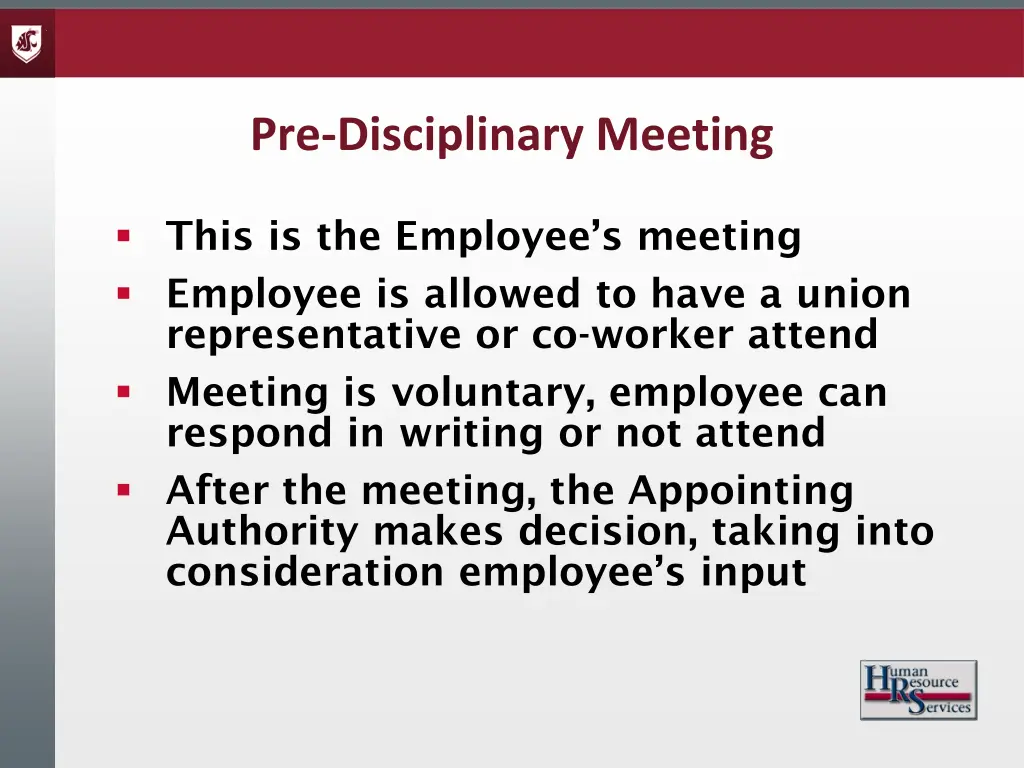 pre disciplinary meeting