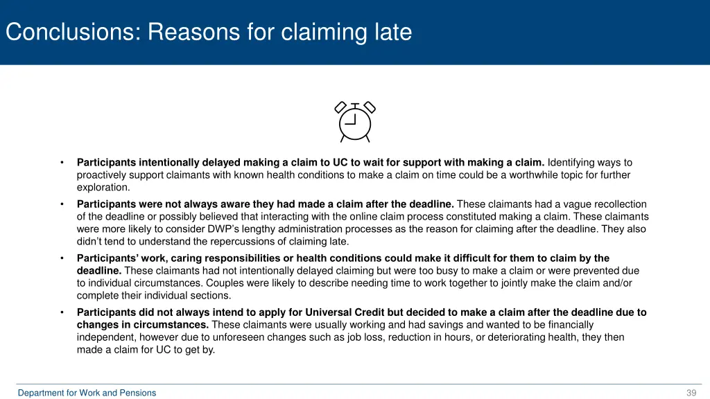 conclusions reasons for claiming late