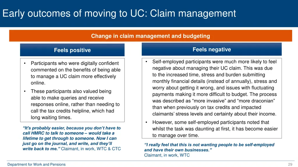 early outcomes of moving to uc claim management