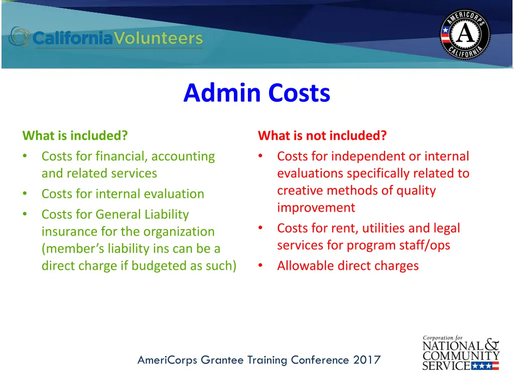 admin costs