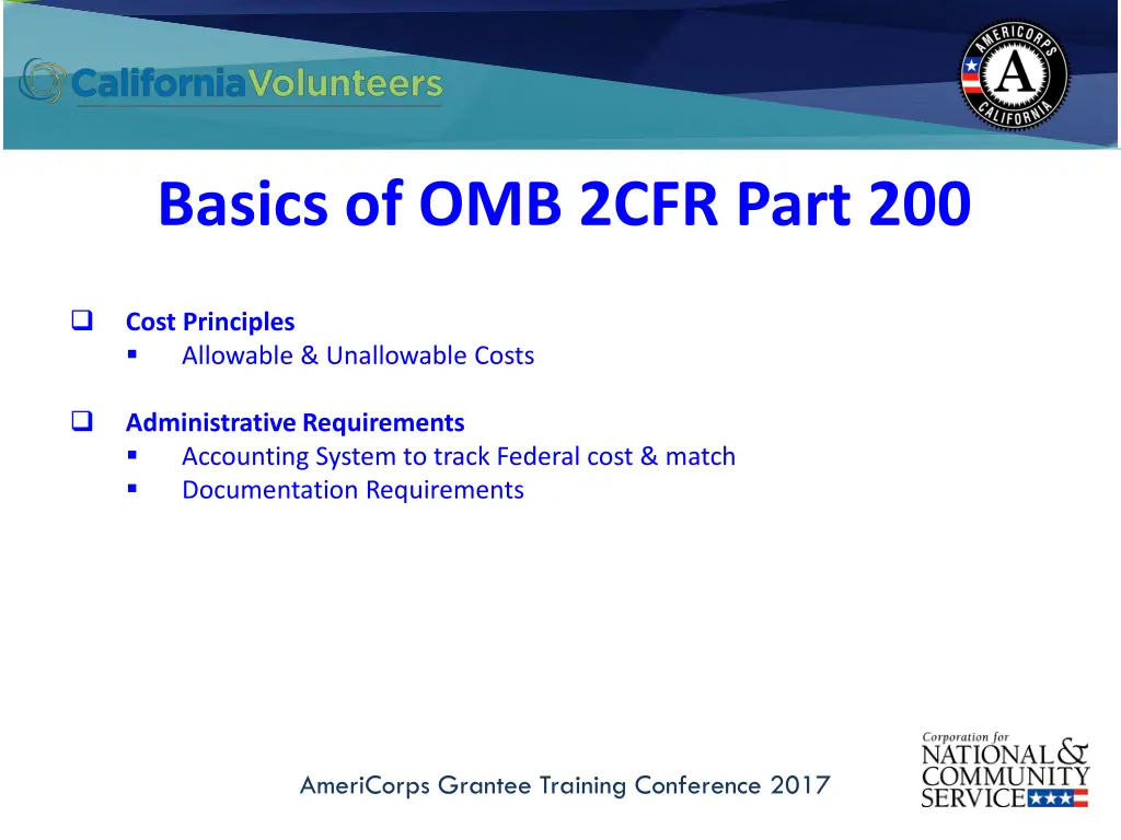 basics of omb 2cfr part 200