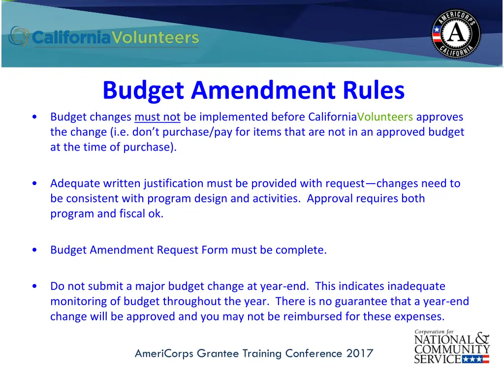 budget amendment rules budget changes must