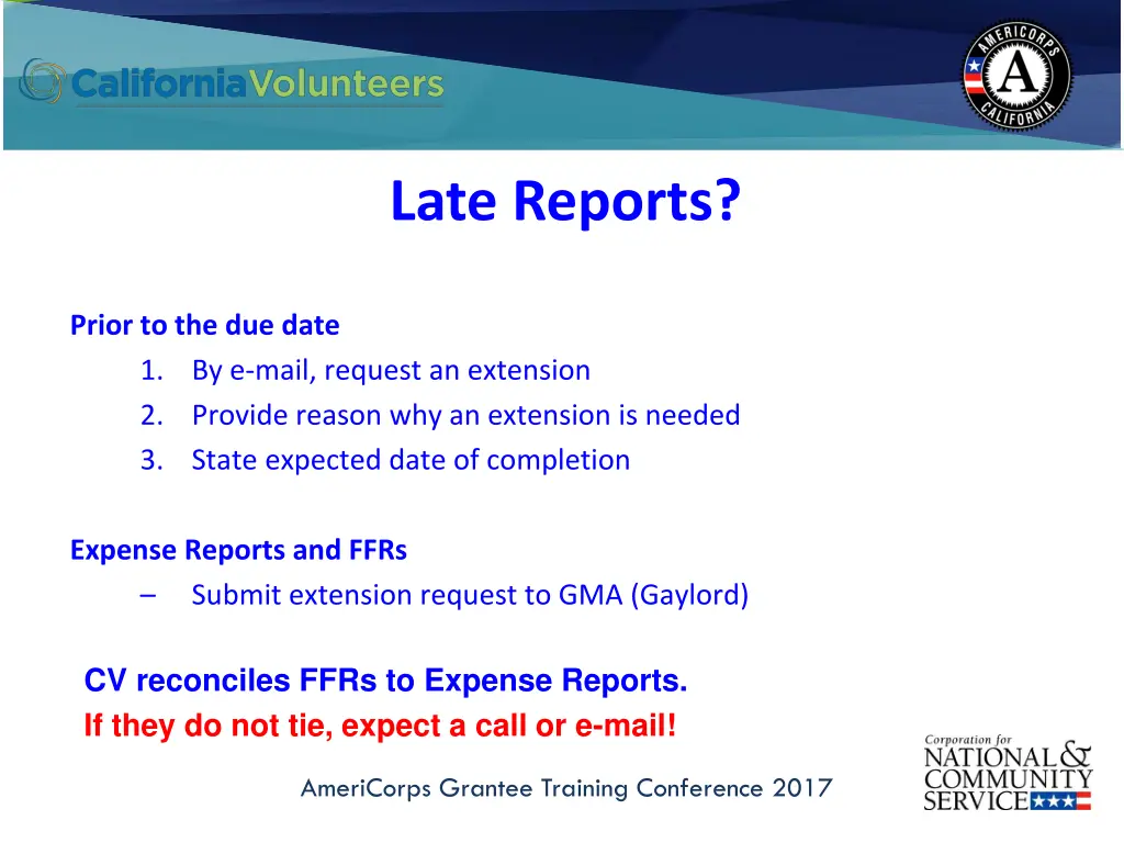 late reports