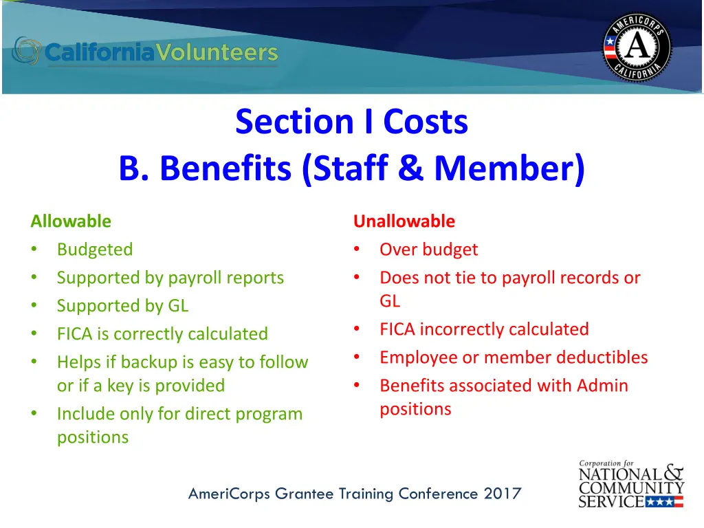 section i costs