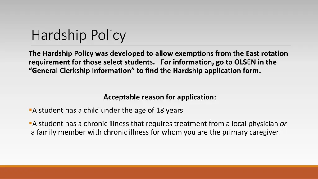 hardship policy
