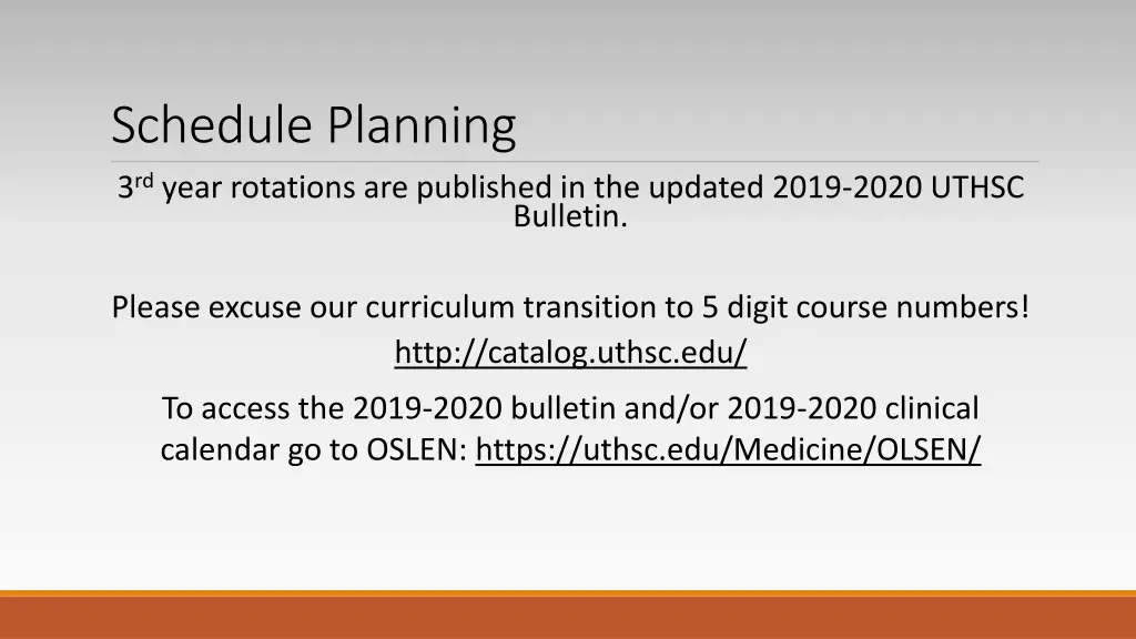 schedule planning 3 rd year rotations