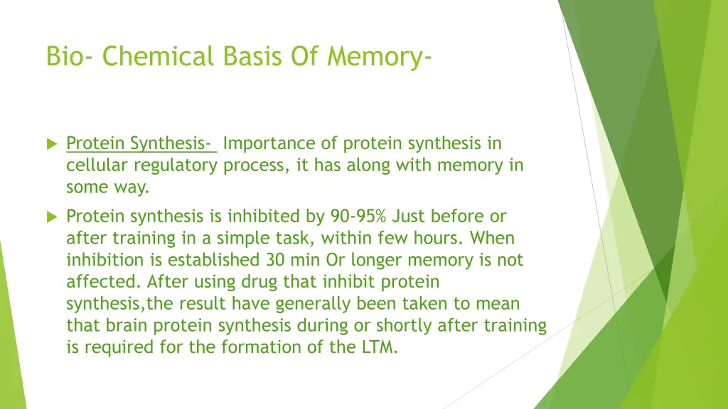 bio chemical basis of memory