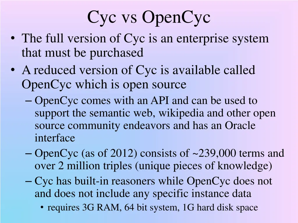 cyc vs opencyc