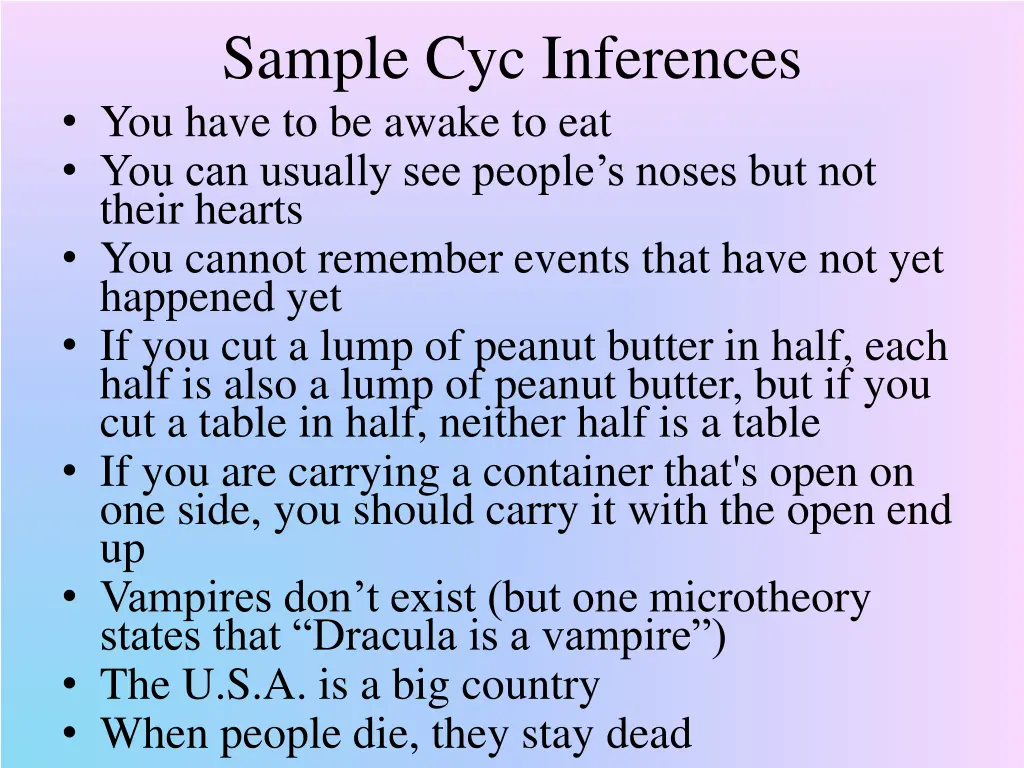 sample cyc inferences you have to be awake